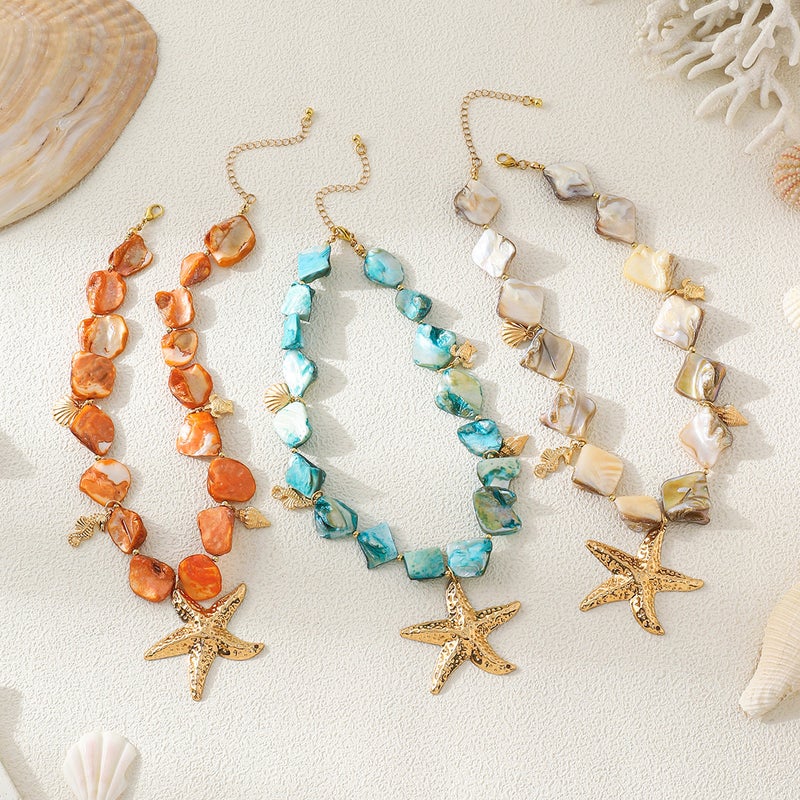 Clavicle Chain Ins Irregular Shell Beads Ocean Vacation Vintage Starfish Mermaid Necklace - Image 5